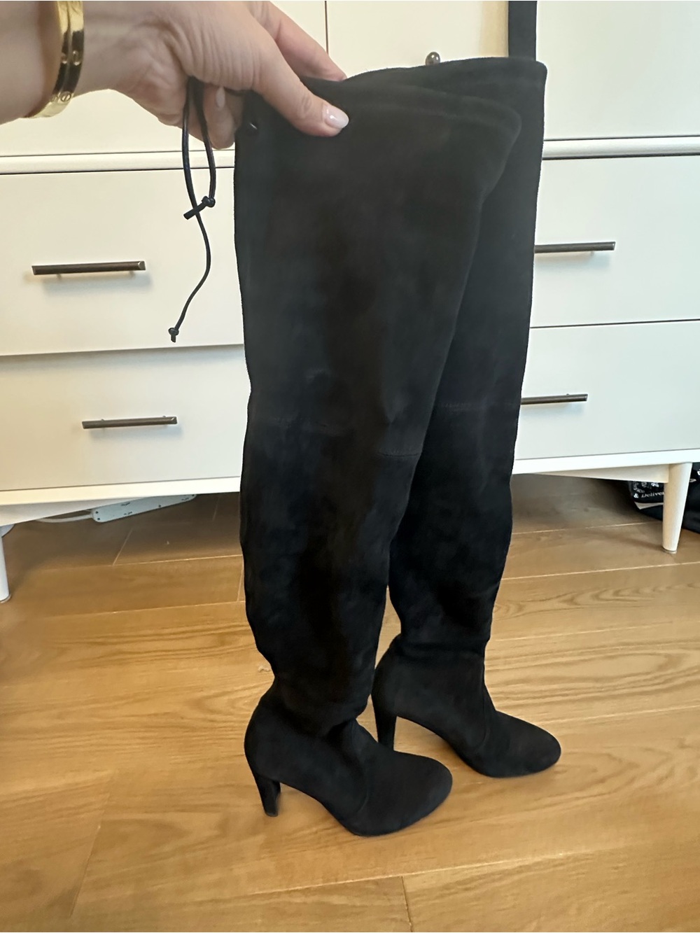 Stuart Weitzman Highland Black Suede Over-the-Knee Boots Size 8.5 LIKE NEW